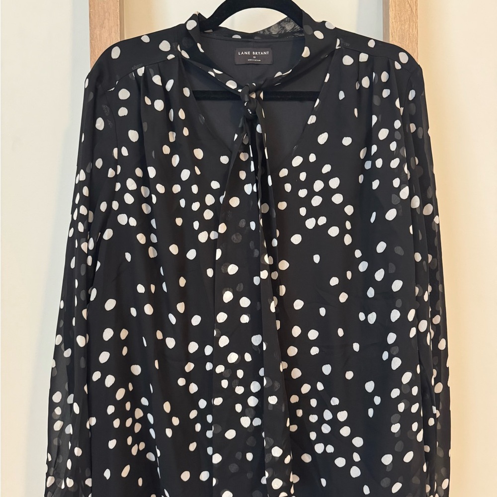 Lane Bryant Black and White Polka Dot Women's Top